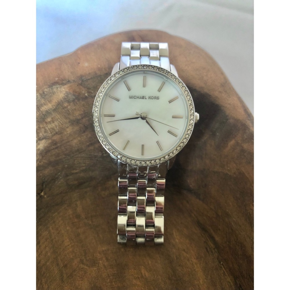 Michael Kors Mother of Pearl Stainless Steel Watch with Swarovski Crystals